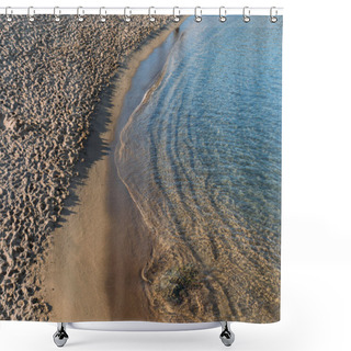Personality  Scenic View Of Sand Coast And Calm Sea, Barcelona, Spain Shower Curtains