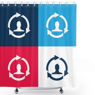 Personality  Affiliate Marketing Blue And Red Four Color Minimal Icon Set Shower Curtains