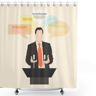 Personality  Orator Stands Behind Podium Shower Curtains