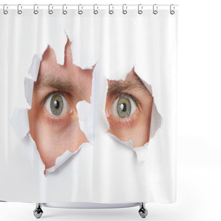 Personality  Eyes Looking Through A Hole Shower Curtains