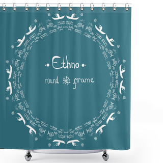 Personality  Ethno  Pattern With Fishing Shower Curtains
