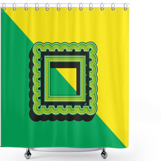 Personality  Border For Frame Pictures Green And Yellow Modern 3d Vector Icon Logo Shower Curtains