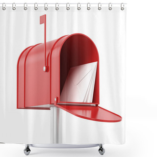 Personality  Red Red Mailbox With Mails Shower Curtains