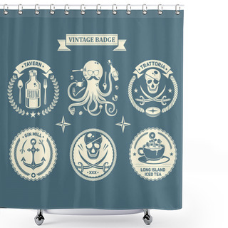 Personality  Vector Design Elements, Business Signs, Identity, Labels, Badges, Black Mark, Logos Of Pubs, Cafes And Canteens.Retro Vintage Piratical Insignias Or Logotypes Set. Shower Curtains