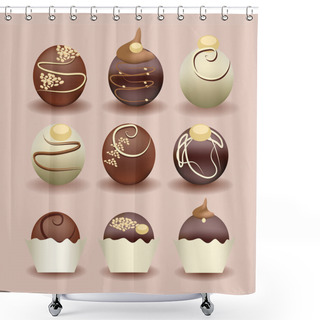 Personality  Illustration Of Isolated Set Of Chocolate Cakes Shower Curtains