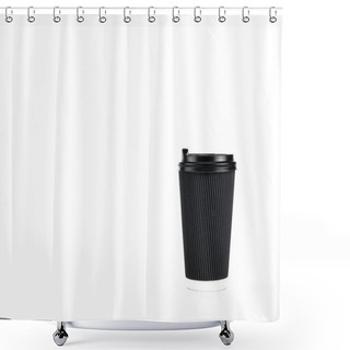 Personality  Black Paper Cup Of Coffee Isolated On White Shower Curtains