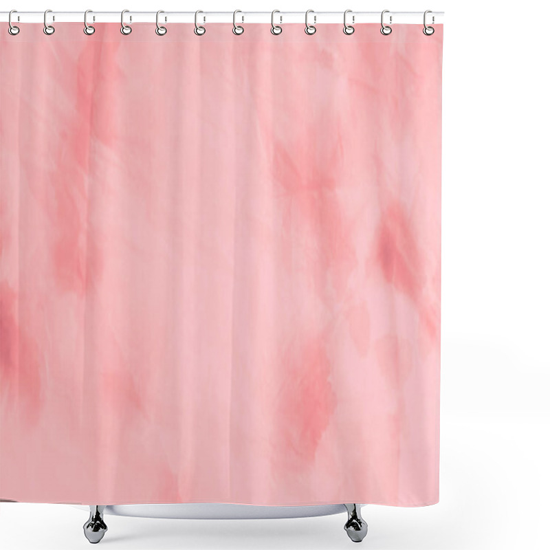 Personality  Splash Banner. Tie Dye Grange. Pastel Aquarelle Texture. Light Pink Watercolor Print. Brushed Banner. Hot Pink Red Artistic Dirty Art. Dirty Background. Wet Art Print. Shower Curtains