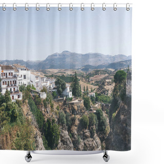 Personality  Scenic View Of Spanish Landscape With Hills, Mountains And Buildings Shower Curtains