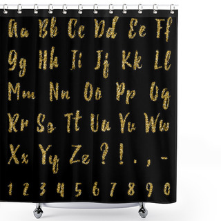 Personality  Gold Alphabet Isolated On Black. Shower Curtains