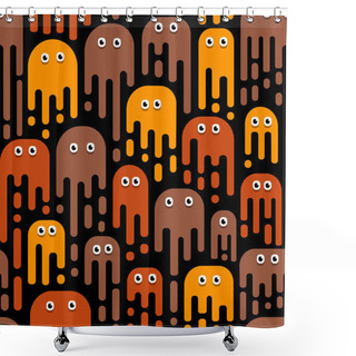Personality  Monsters Pattern, A Pattern Of Mutant Patterns, Bacteria, Viruse Shower Curtains