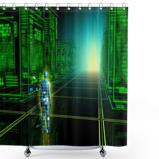 Personality  Digital World Shower Curtains