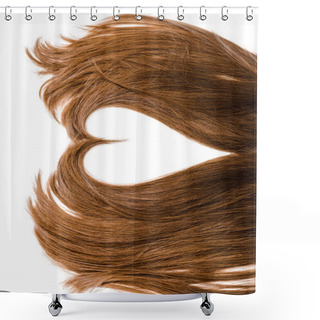 Personality  Cropped View Of Long Brown Female Hair In Shape Of Heart Isolated On White Shower Curtains