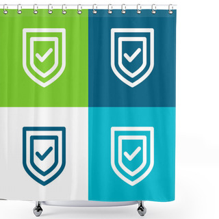 Personality  Anti Virus Flat Four Color Minimal Icon Set Shower Curtains