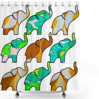 Personality  Bright And Colorful Retro African Elephant Print. Great Gift For Vintage Art And Elephant Lovers.  Shower Curtains