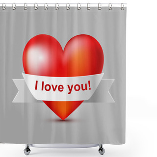 Personality  Vector Illustration Of A Red Heart With Ribbon. Shower Curtains