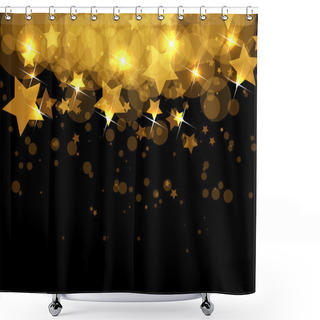 Personality  Abstract Gold Stars On Dark Vector Background Shower Curtains
