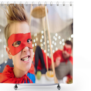 Personality  Boy In Superhero Costume  Shower Curtains