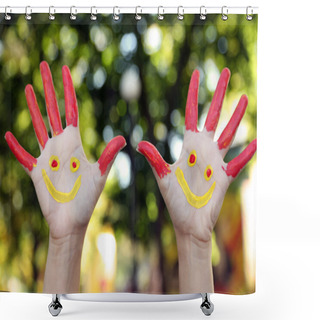 Personality  Smiling Colorful Hands Shower Curtains