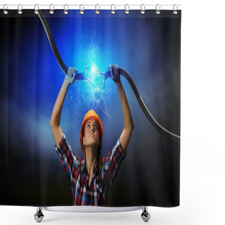 Personality  Power And Connection Shower Curtains