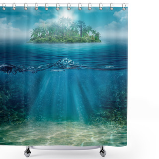 Personality  Alone Island In The Ocean, Abstract Natural Backgrounds Shower Curtains