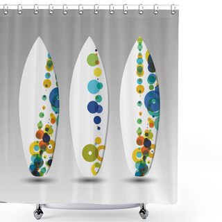 Personality  Vector Surfboards Design Template With Colorful Spotted Pattern Shower Curtains