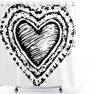 Personality  Woodcut Illustration Of Valentine Shower Curtains