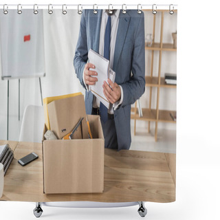Personality  Fired Businessman Packing Things Shower Curtains