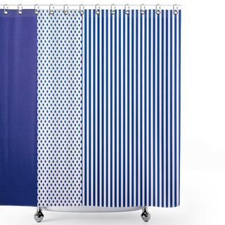Personality  Top View Of Blue Composition With Stripes And Dots For Background Shower Curtains