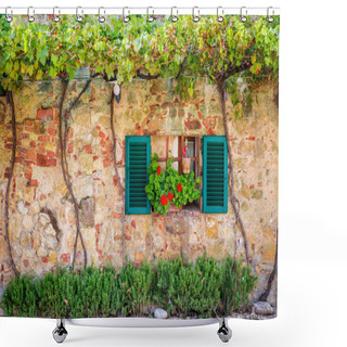Personality  Beautiful Window Decorated With Flowers In Italy Shower Curtains