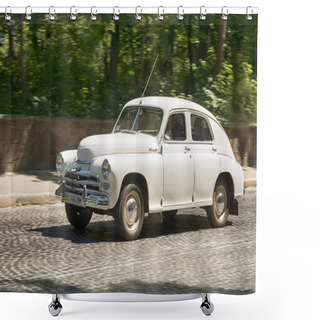Personality  Old Retro Car Gaz -12 Taking Participation In Race Leopolis Gran Shower Curtains