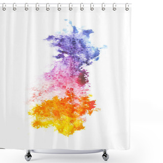 Personality  Abstract Painting With Colorful Watercolour Paint Spots On White  Shower Curtains