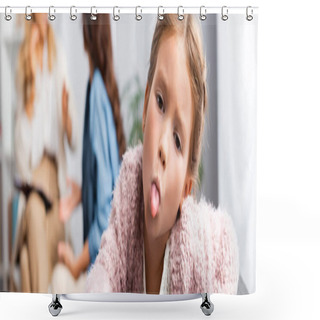 Personality  Daughter Fooling Around While Mother Talking To Psychologist, Banner Shower Curtains