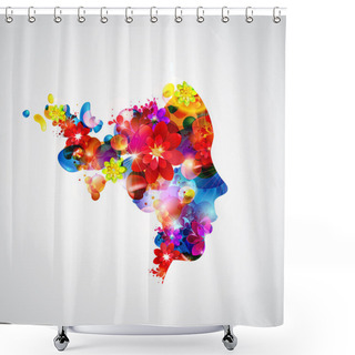 Personality  Woman With Flowers. Shower Curtains