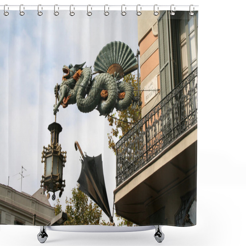 Personality  Chinese Dragon On Ramblas Street In Barcelona Shower Curtains