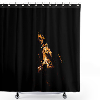 Personality  Logs Burning In Campfire Isolated On Black Shower Curtains