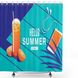 Personality  Summer Holiday, Poster , Cocktail, Banner, Sunshine ,Vector Illu Shower Curtains