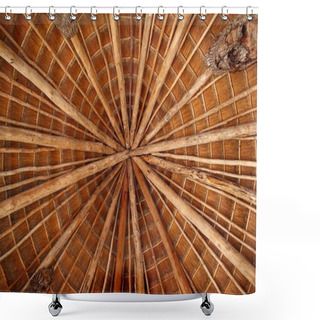 Personality  Hut Palapa Traditional Sun Roof Wiev From Above Shower Curtains