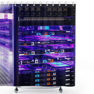 Personality  Server And Disk Array Inside With Blue Backlight Shower Curtains