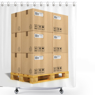 Personality  Cardboard Boxes On Shipping Pallet Shower Curtains