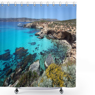 Personality  Blue Lagoon In Malta On The Island Of Comino Shower Curtains
