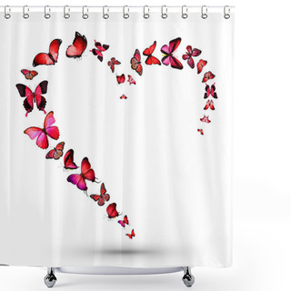Personality  Flock Of Red Butterflies Shower Curtains