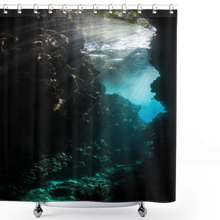 Personality  Dark Grotto And Sunlight Underwater Shower Curtains