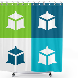 Personality  3d Modeling Flat Four Color Minimal Icon Set Shower Curtains