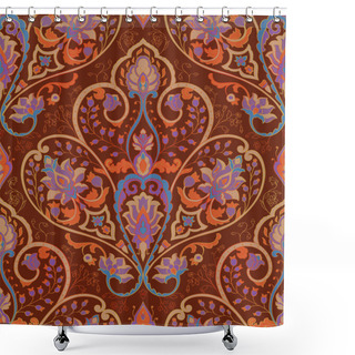 Personality  Brown Pattern With Ornamental Flowers. Traditional Oriental Floral Background. Design For Wallpaper, Textile, Shawl, Carpet And Any Surface. Shower Curtains