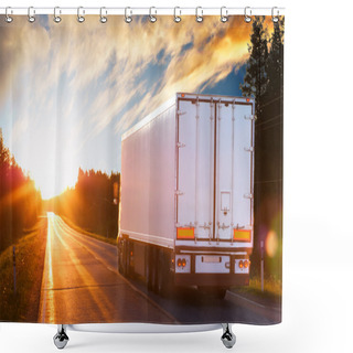 Personality  Truck On The Asphalt Road In The Evening Shower Curtains