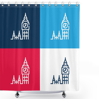 Personality  Big Ben Blue And Red Four Color Minimal Icon Set Shower Curtains