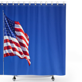 Personality  American Flag Fluttering In Blue Sky Shower Curtains