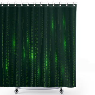 Personality  Matrix Style Binary Code Digital Background With Falling Numbers Shower Curtains