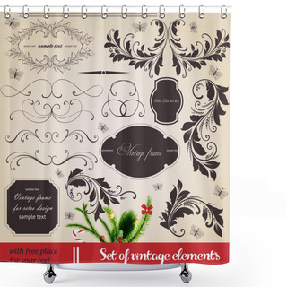 Personality  Vector Set Of Calligraphic Design Elements: Page Decoration, Calligraphic Frames Shower Curtains