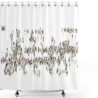 Personality  Crowd On White Background. Large Crowd Of People. Cartoon Humans On White Background. Shower Curtains